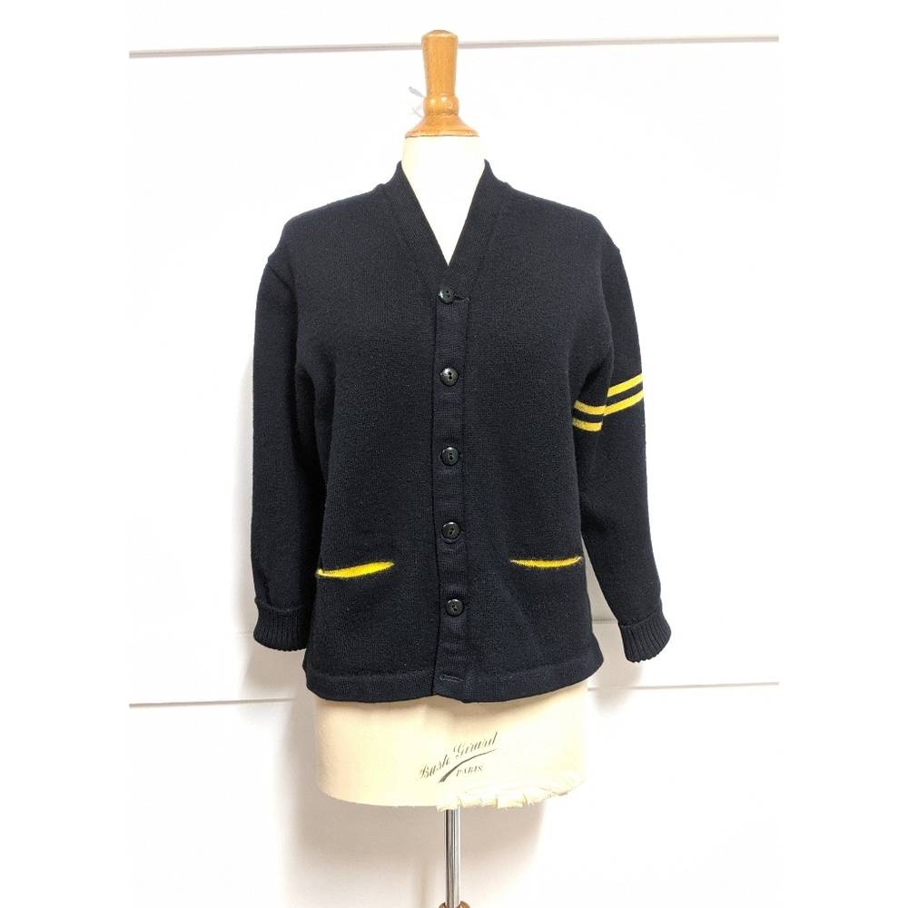 Vintage 1950's Varsity Cardigan Black Small/Medium